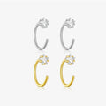 FUAMAY Fashion 18K Gold Plated 925 Sterling Silver Half Hoop Earrings Minimalist Star Zircon Hoop Earrings