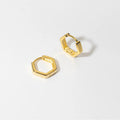 Simple and Stylish 925 Sterling Silver Hexagon Hoop Earrings for Women Gold Plated Statement Wedding Gifts for Parties