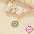 Round Eye Minimalist Fashion Jewelry Sets Made in China Wholesale 925 Silver Women's Jewelry Necklace and Earrings