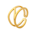 Extravagant Design Geometric Lines Interlaced Double Ring Stainless Steel Ring