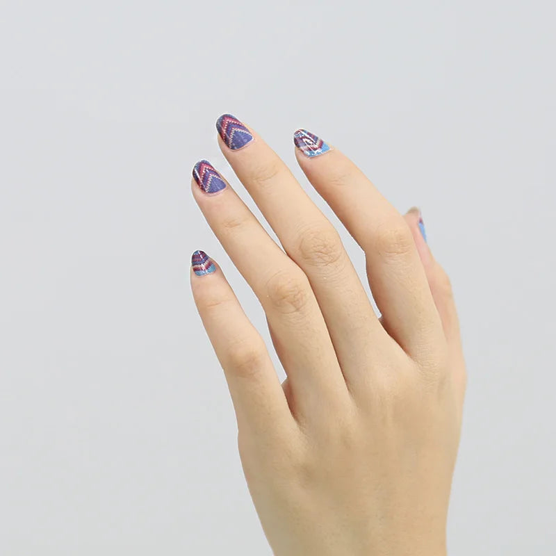 2026 Blue Color Pattern Fashion Nail Art Stickers Hot Sale Nail Polish Strips Wraps