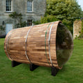 Solid Wood Garden Panoramic View Barrel Outdoor Sauna with Wood Burning Stove