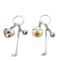 Professional Sport Gift Blank Sublimation Metal Golf Keychain Golf Key Chain Club Shaped