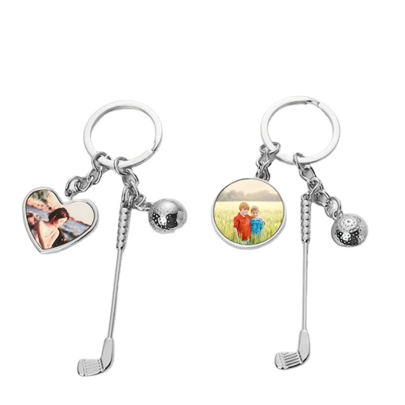 Professional Sport Gift Blank Sublimation Metal Golf Keychain Golf Key Chain Club Shaped