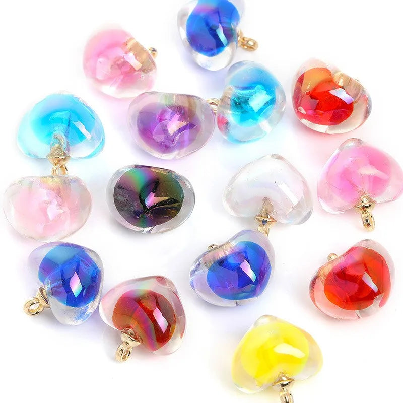 Small Shaped Colored Acrylic Heart Charm Beads Loose for Necklace Bracelet Keychains for Jewelry Making