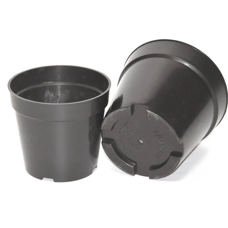 Small Outdoor Garden Pots Planters Black Plastic Hydroponic Nursery Gallon Round Pattern Flower Pot