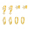 8pcs Elegant Huggie Hoop Earrings with 5A Zircon 18K Gold and S925 Silver Professional Design Jewelry Set for Wedding