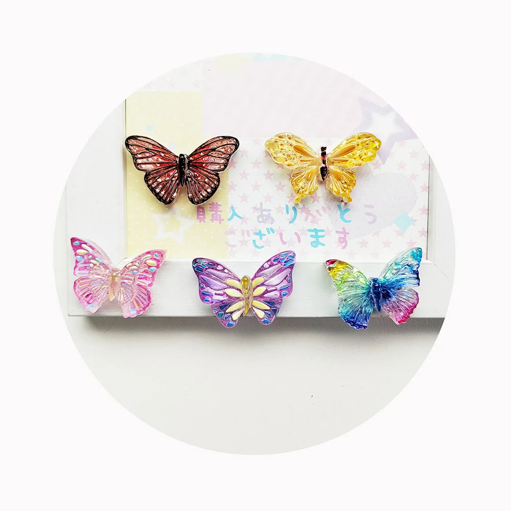 New Glitter Butterfly Crystal Jewelry Charms Flatback Resin Kawaii Cabochons for Scrapbooking Hair Clips Nail Art Crafts