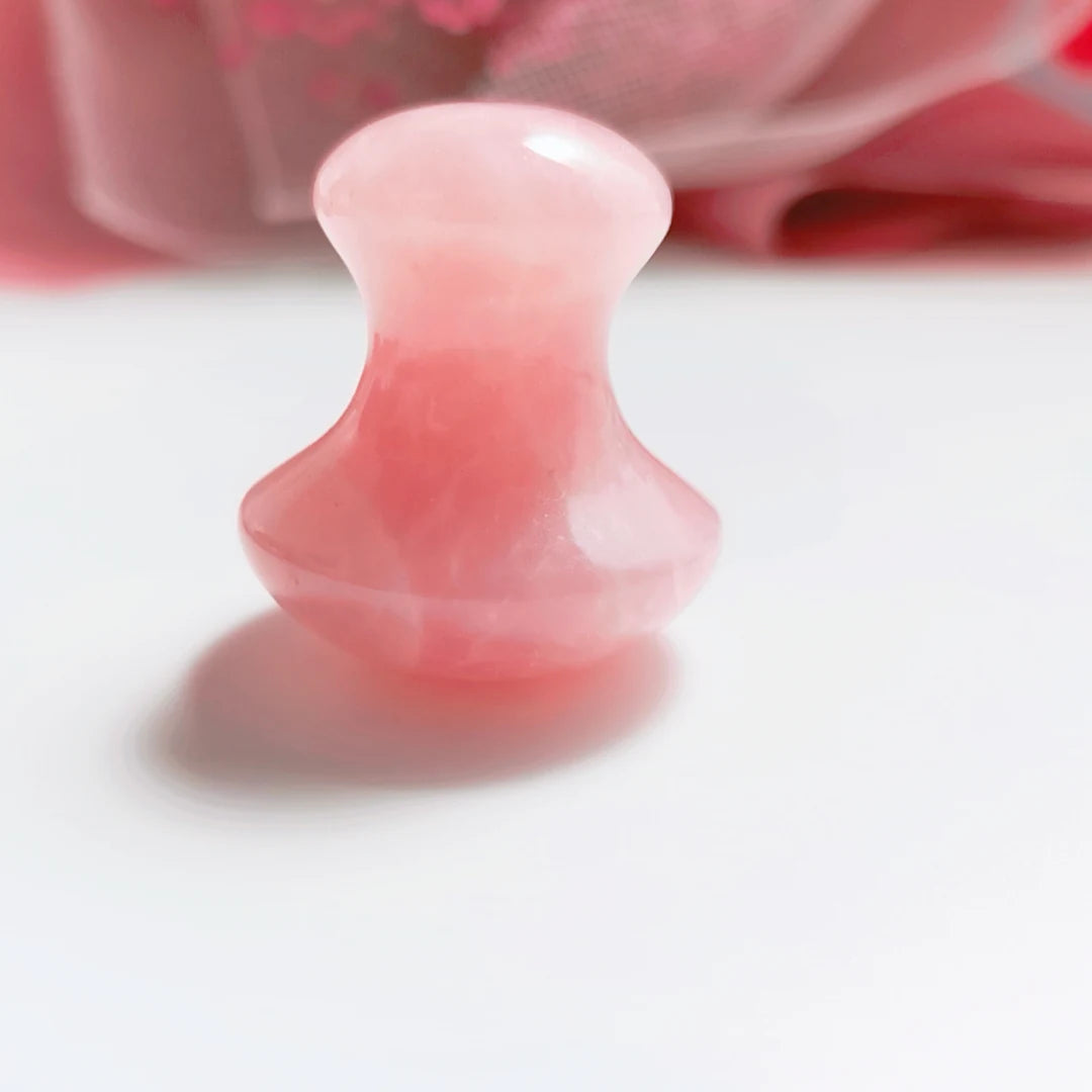 Huiying Crystal Stones Gua Sha pink Guasha Tools Transparent Guasha Board Rose Quartz Mushroom shape