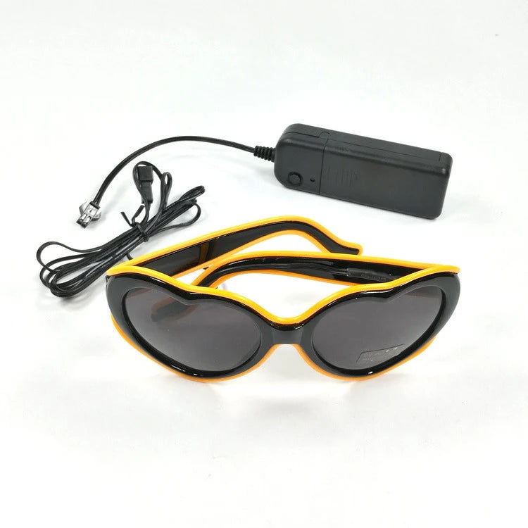 Valentine's Day LED Heart Glasses Light-Up EL Wire Eyeglasses Novel Party Costumes
