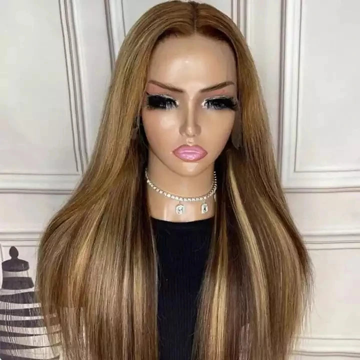 13x6 hd Lace Front Brazilian Human Hair Highlights Wig 180% Density Pre Plucked Lace Frontal Wigs for Black Women