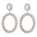 2025 New Design Women Oval Shape Gold Plated Rhinestone Dangle Round Earrings Exaggerated Earring