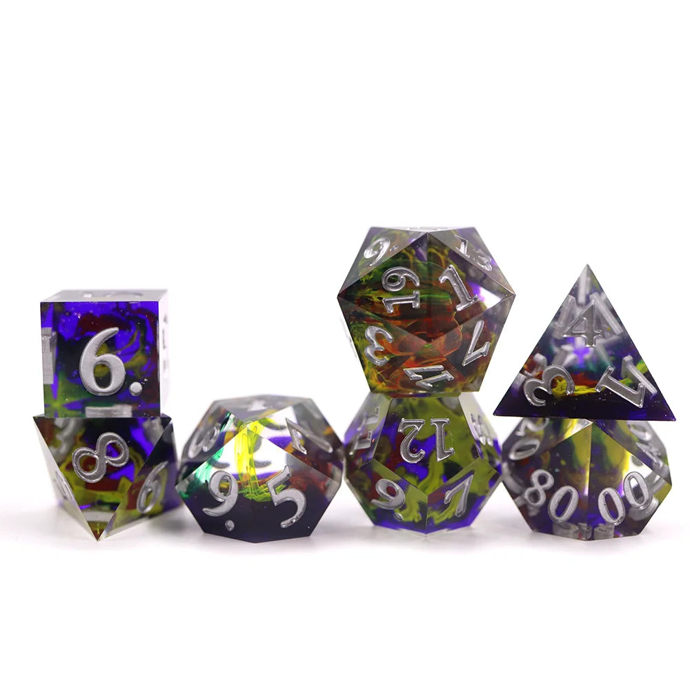 Dungeons & Dragons Custom 7pcs Resin Dice Set Galaxy Sharp Edge Mold