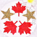 Resin Rhinestone Patches Hot Melt Adhesive Five-pointed Star Red Maple Leaf Shape Applique Hot Stamp Texture Clothing Shoes Bag