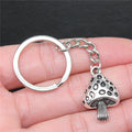 WYSIWYG 28x18mm Zinc Alloy Antique Silver Plated Mushroom Key Chain for Souvenirs Gift P1-ABD-C14982