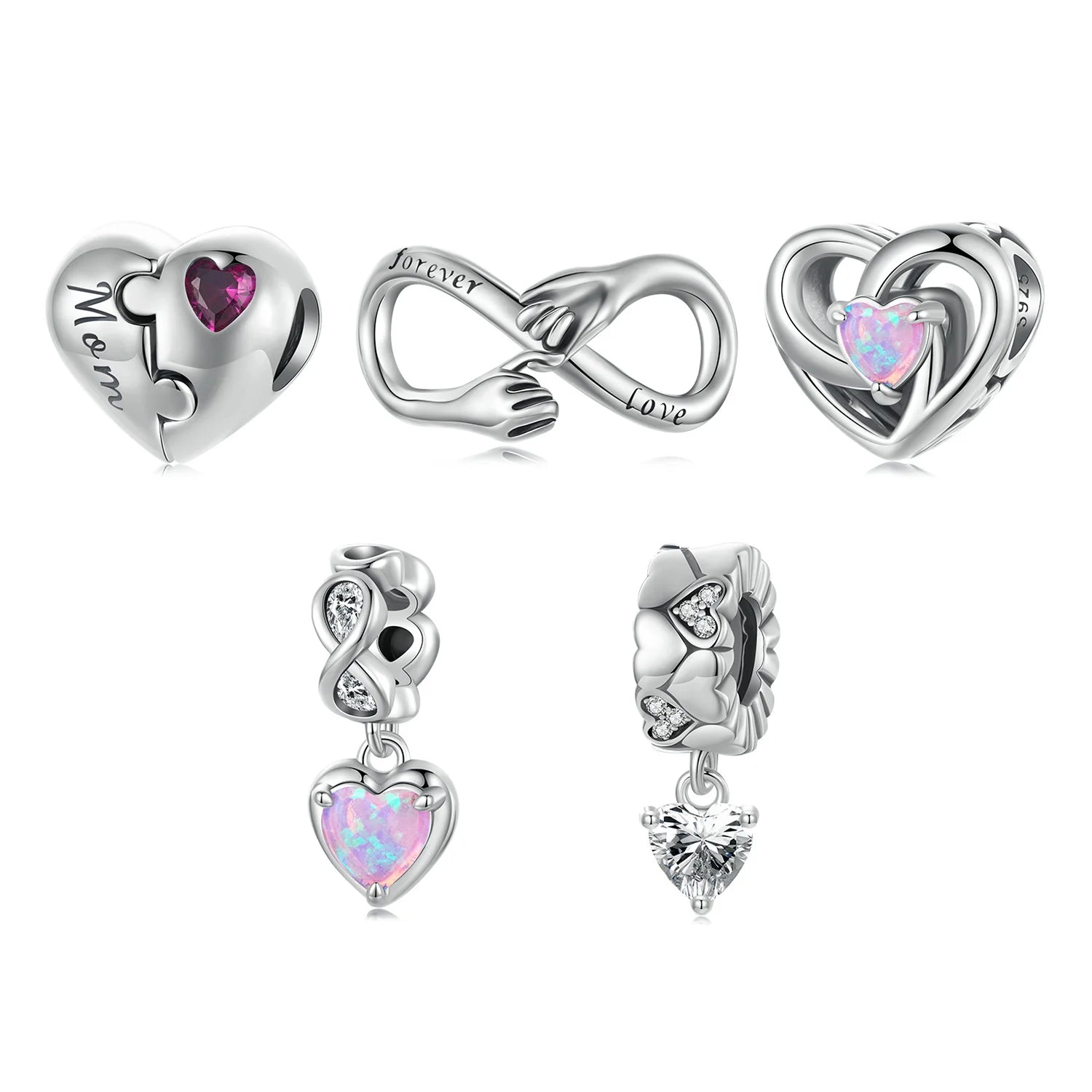 Fine S925 Infinite Heart Shape Promise Puzzle Charm Bead for European Women DIY Jewelry Making Charm Bead Accessory