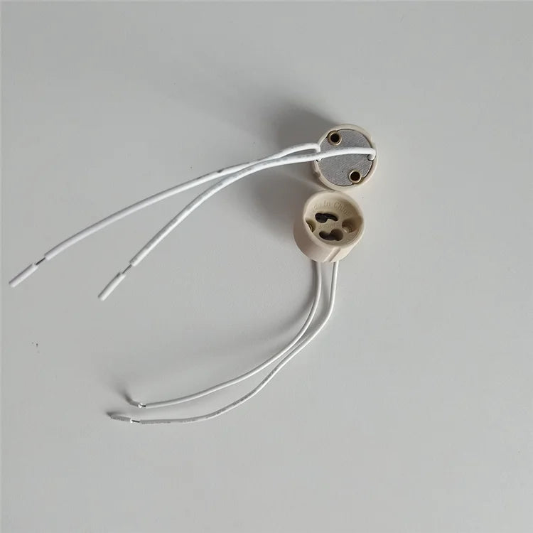 Gu10 Ceramic Led Bulb Holder With Silicon Cable and Two-way Terminal Block Gu10 Lamp Holder