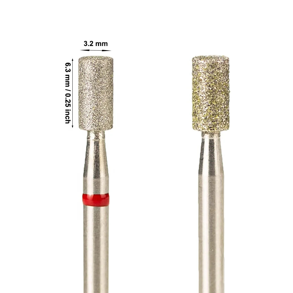 3/32" Rotary Burrs 3.2*6.3mm  Efile Pedicure Safety Barrel Manicure Clean Cutter Russian Diamond Cuticle Drill Bits for Nails
