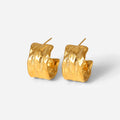 18k Gold Plated Stainless Steel Jewelry Hoop Concave-convex C Shaped Earrings for Women