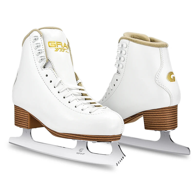 Beginner Asia Only GRAF U50pro Unisex Comfortable Glissade Figure Skating Shoes with Stainless Steel Blade and Sponge Material