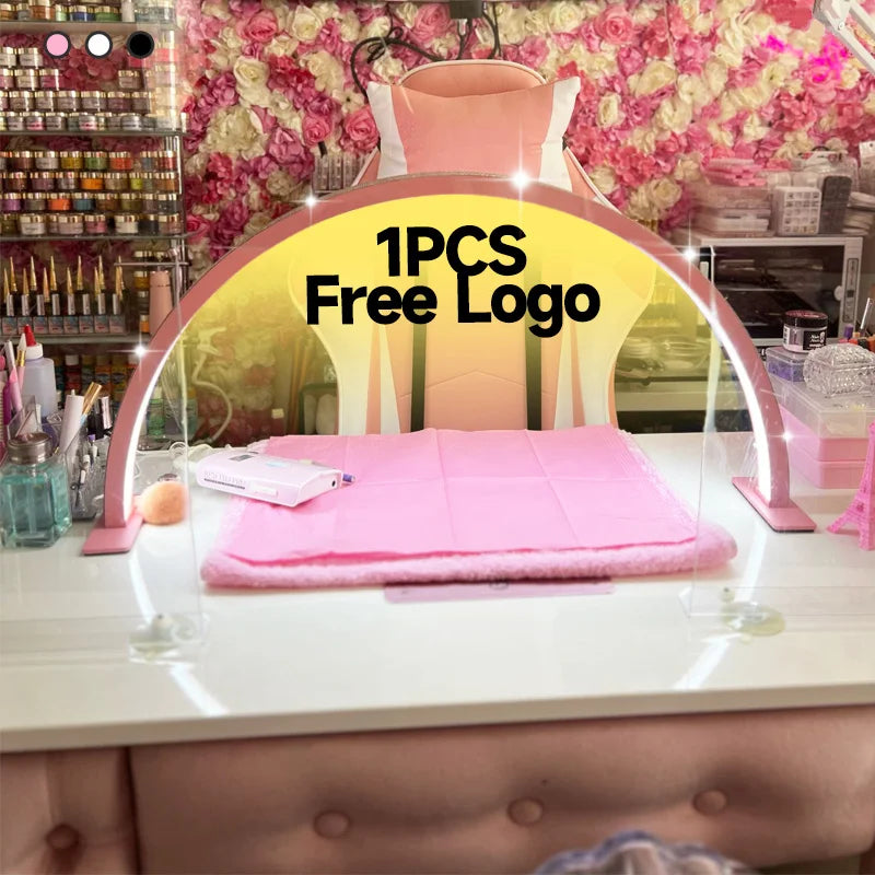 48W OEM Custom LOGO Beauty Salon Lighting With Crystals Half-Moon Desktop Arch Led Ring Nail Art Light Manicure Led Nail Lamp