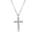 Classic Simple Brass Real 18k Gold Plated CZ Diamond Cross Pendant Necklace Cubic Zirconia Cross Necklace for Women