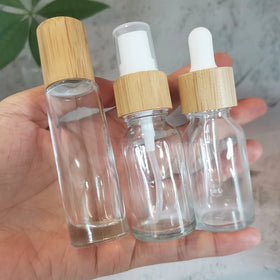 Cosmetic Packaging Beauty Set 15ml Clear Glass Bottles for Oils Serum Lotion with Roller/Dropper/Sprayer Accept Customization