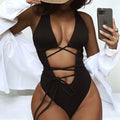 One Piece Bikini Bikini Solid Cut Out Strap One Piece Swimsuit Cutout Swimsuit