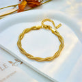 Hip Hop Double Layer Snake Bone Chain Bracelet Simple Punk Gold Plated Stainless Steel Bracelet for Women Pulseras Y Brazaletes