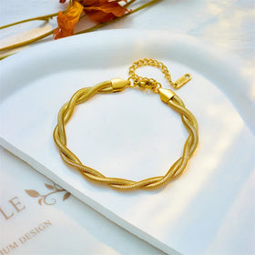 Hip Hop Double Layer Snake Bone Chain Bracelet Simple Punk Gold Plated Stainless Steel Bracelet for Women Pulseras Y Brazaletes