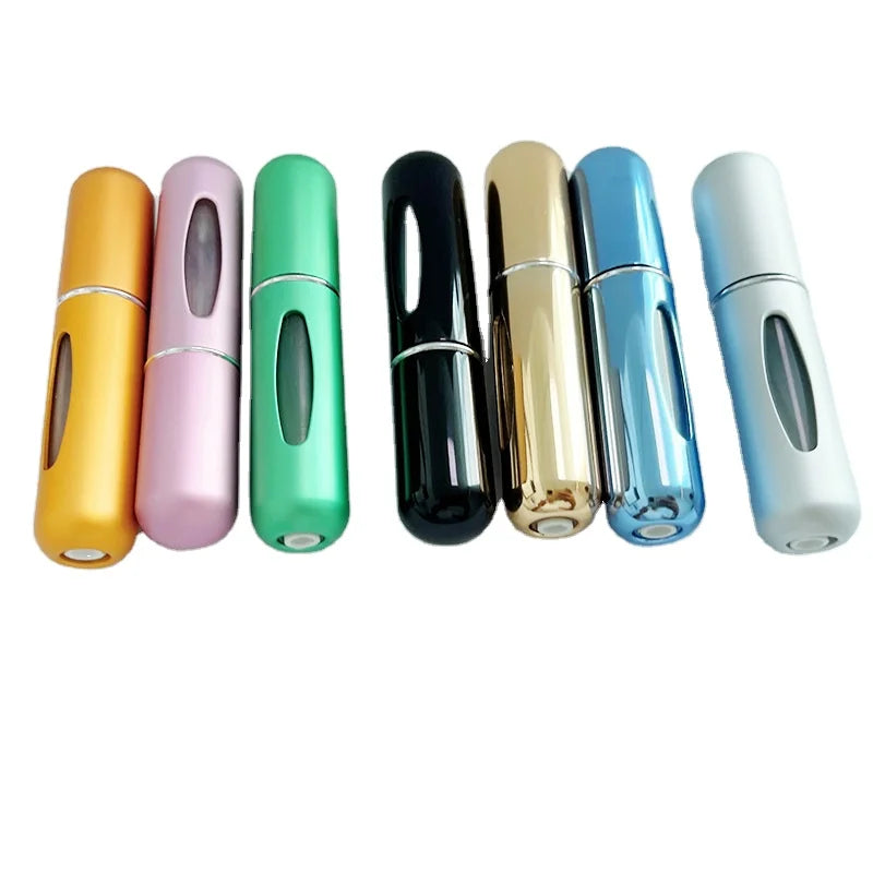 Glass Mini Perfume Atomizer Spray Bottle Gold Refillable Aluminum Metal Portable Travel 5ML Size Bottom Filled Empty Red Clear