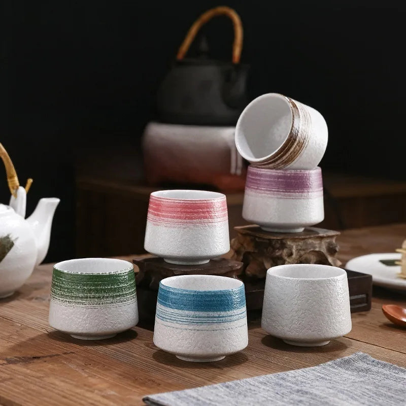 Hand-painted Stoneware Sake Cups Ceramic Espresso Coffee Water Mug Office Household Retro Coffee Cup Custom Logo Tea Mug