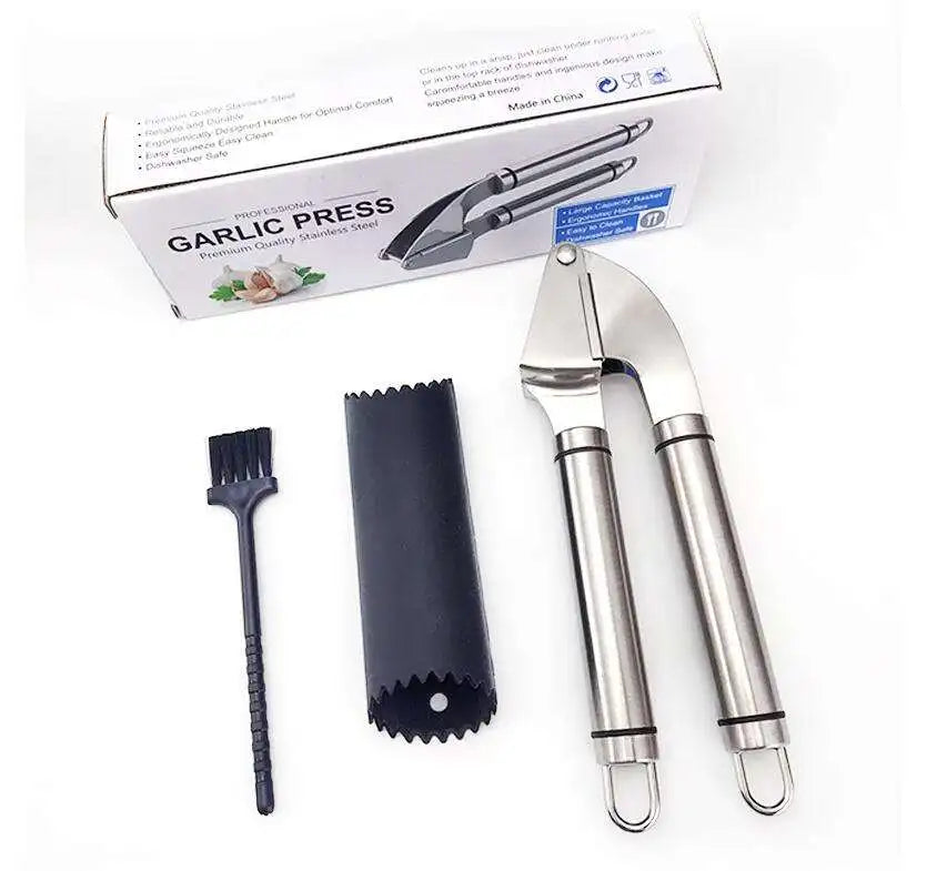 Hot Selling Home Kitchen Accessories Garlic Press Stainless Steel Mincer Durable Metal Garlic Press Convenient Garlic Press Grip