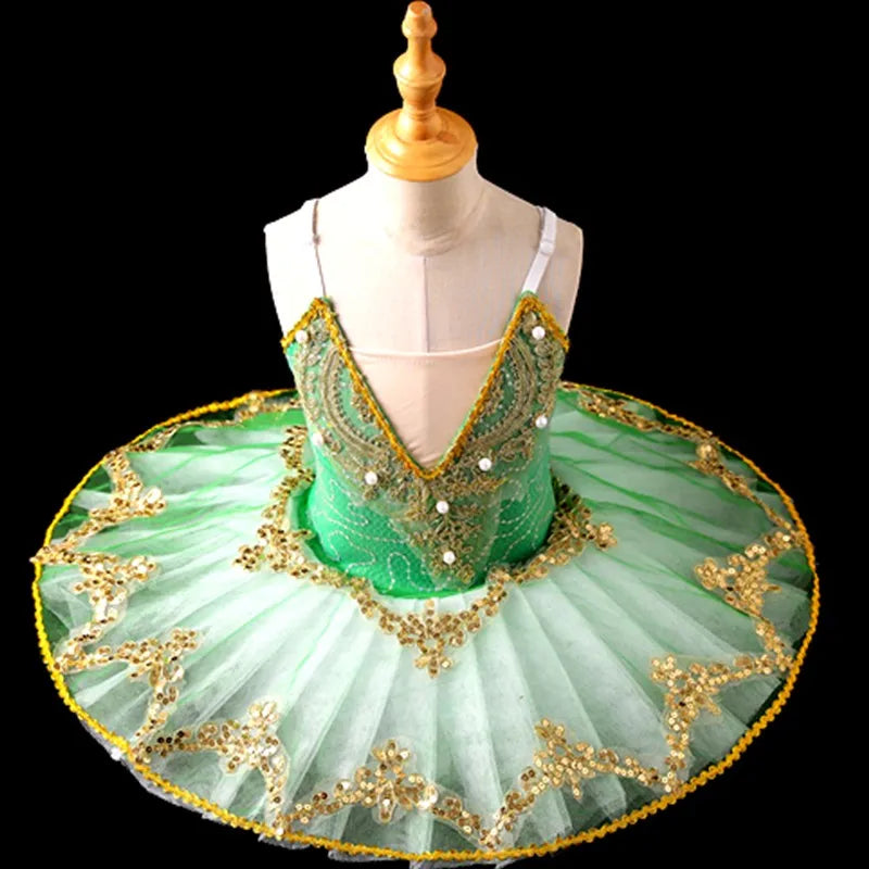Green Red Girls' Dance Performance Puffy Gauze Skirt Children's Modern Ballet Dance Costume