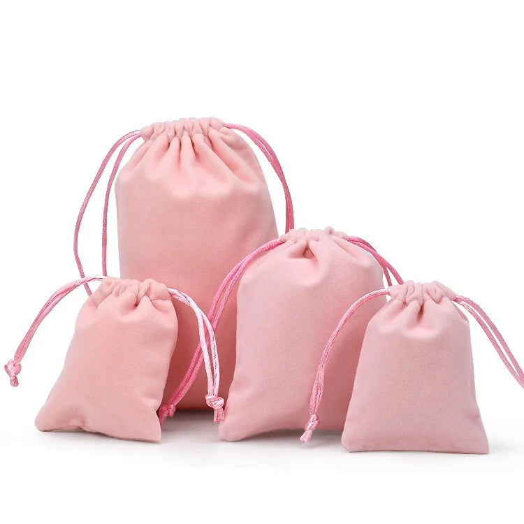 Wholesale Custom Mint Green Suede Velvet Jewelry Pouches Printed Brand Logo Drawstring Cloth Bags for Gifts Promotion