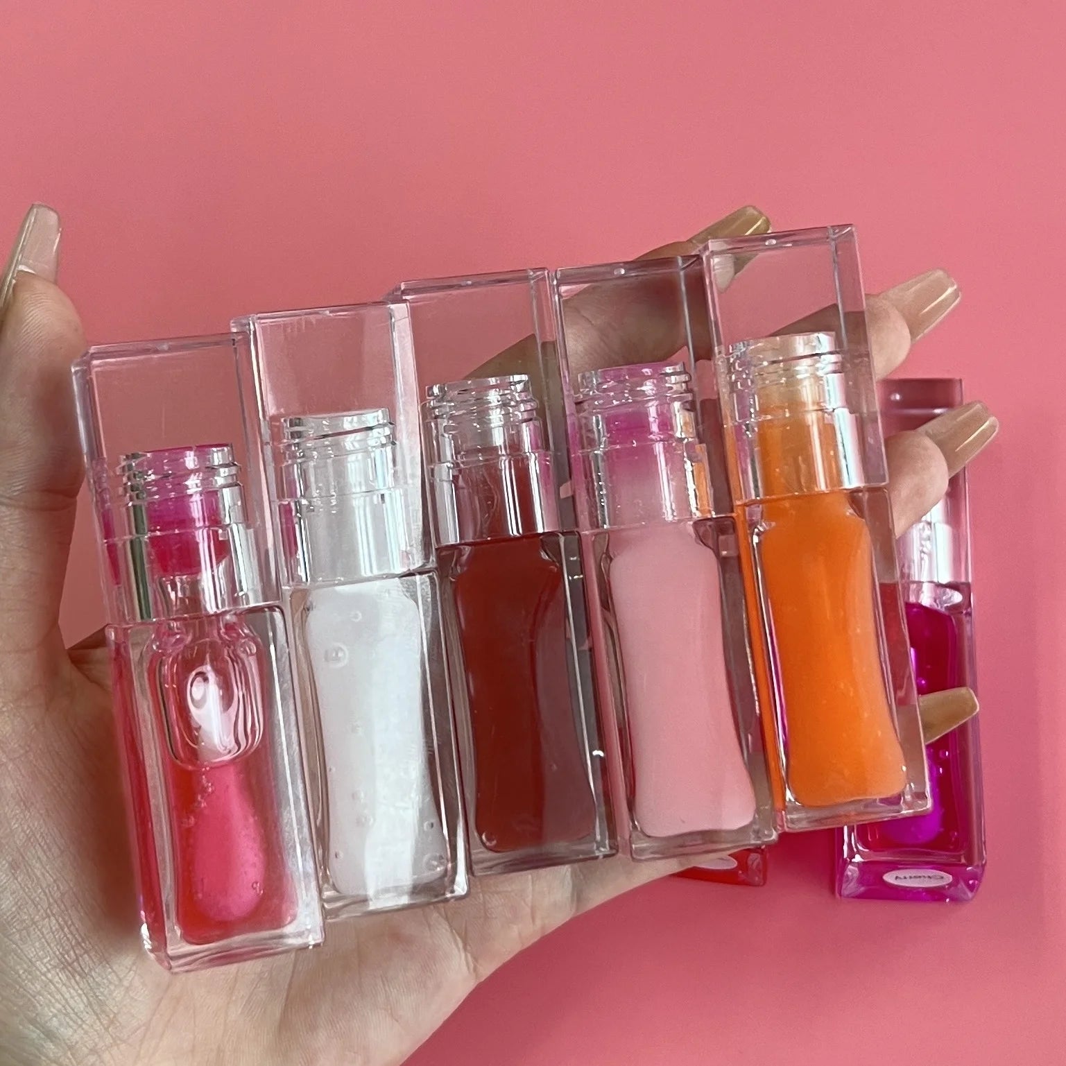 Moisturizing Cruelty Free square Container Tinted Fruit Flavor Lip Gloss Oil Private Label