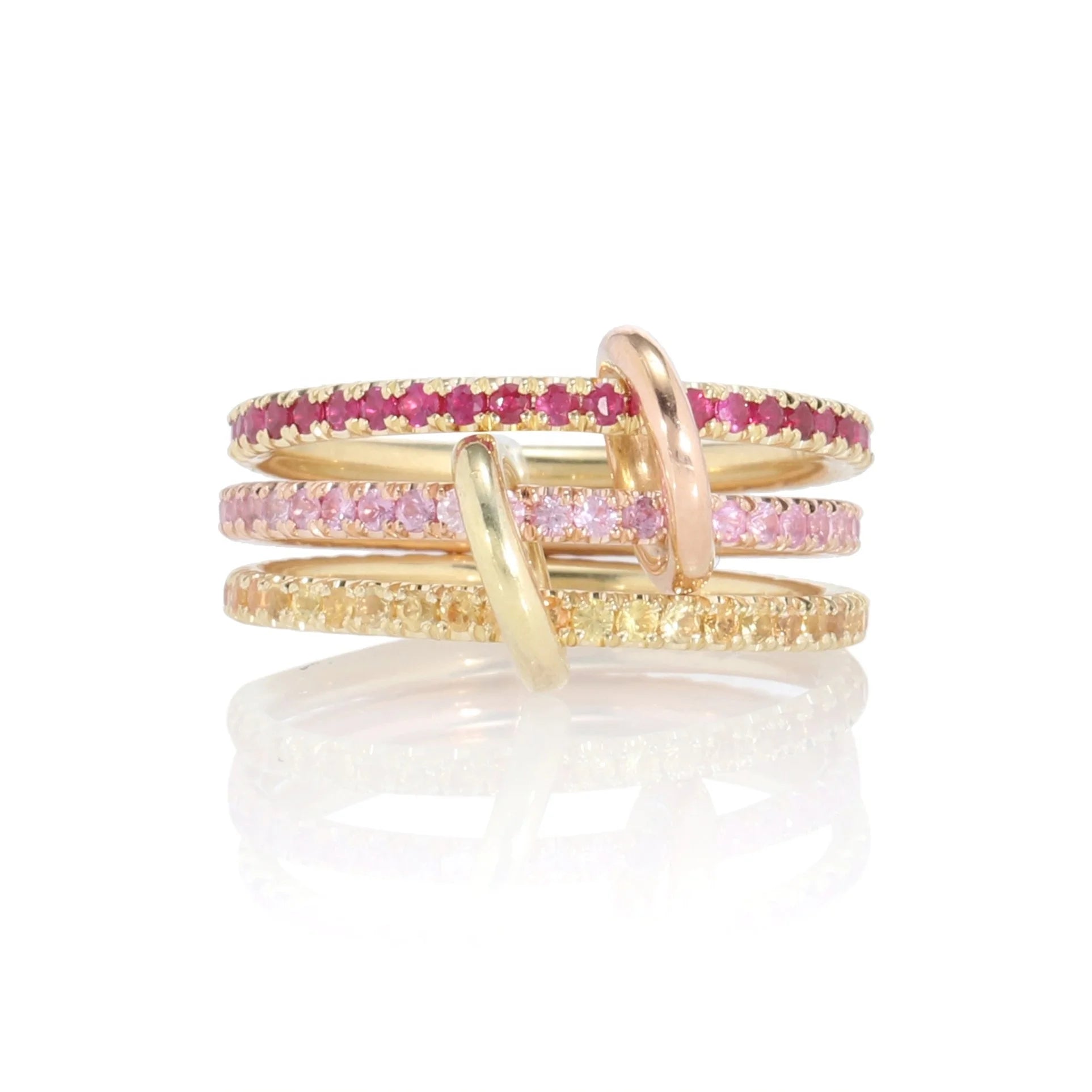 LOZRUNVE 925 Sterling Silver Trendy Jewelry China Cubic Zirconia Gold Vermeil Triple Layer Ring