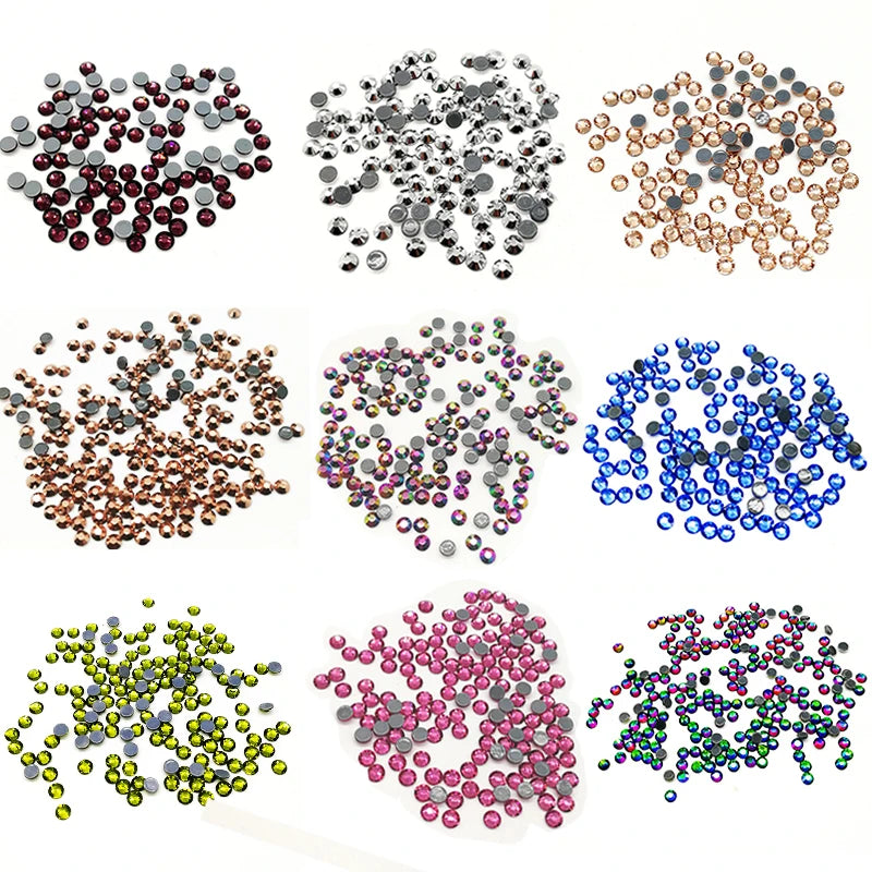 Colorful Hotfix Flatback Diamond Rhinestones Glass Strass Crystals for Garment Nail Art Shoe Decorations