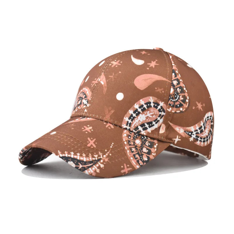2024 New Printed Paisley Sun Hat Curved Brim Baseball Cap Outdoor Plaid Outdoor Sport Cap for Women Men