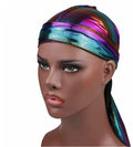 Premium Bandana Durag Unisex Polyester Long Tail Holographic Doo-Rag Bandana 360 Waves Sparkle Colorful Cap Breathable for Adult