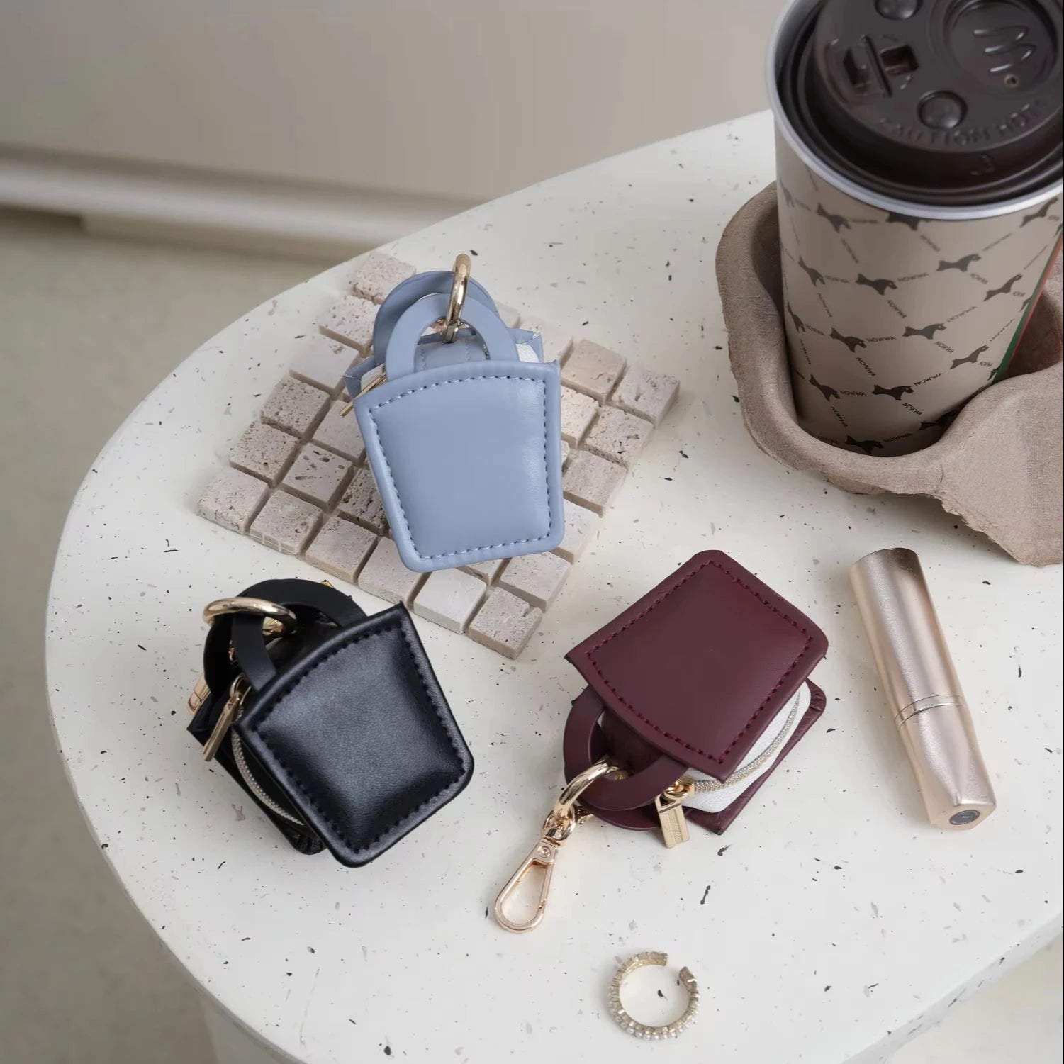 New Arrival Portable Necklace Jewellery PU Leather Case Bag Mini Travel Jewelry Gift Box With Key Chain