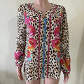 Vintage Western Ethnic Cowgirls Leopard Flower Printed Loose V Neck Flared Long Sleeve Women Tops and Blouses Summer