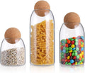 Glass Jar with Cork Lids Food Storage Container Clear Candy Jars Food Storage Canister Sugar Coffee Tea Beans Storage 3 Pcs