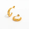 Trendy Earring 18K Gold Plated Dainty Star Zirconia C Hoop Earrings Stainless Steel Earrings Wholesale