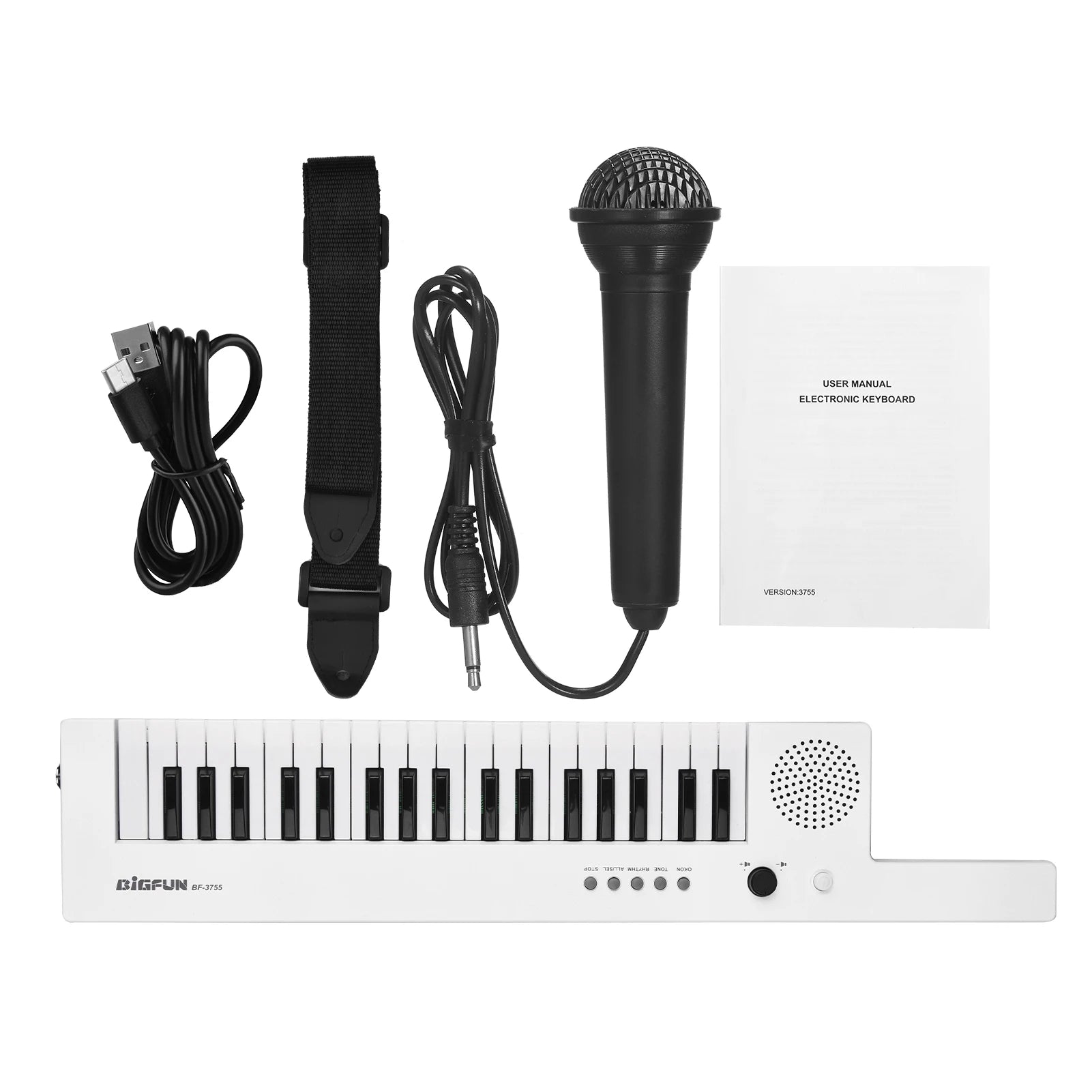 Guitar Electronic Piano with Mini Keyboard 37-Key Electronic Keyboard Piano Rechargeable Children' s Piano