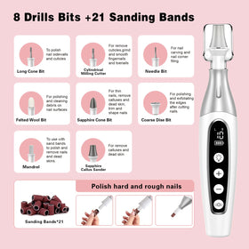 Professional Manicure Pedicure Kit Cordless Electric Nail File Drill Set Thick Toenail Grinder Toe Nail Dremel Tools