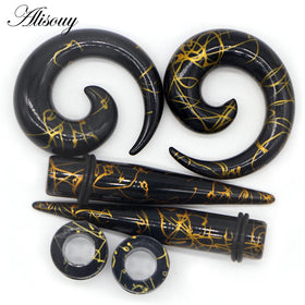 Alisouy Wholesale 3 Pair/Lot Acrylic Spiral Ear Tunnel Stretching Taper Piercing Ear Expander Plugs Body Piercing Jewelry 2-12mm