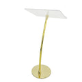 Gold Acrylic Curved Podium Church Acrylic Podium Stand Lectern for Restaurants Wedding Office and Classroom Acrylic Lectern