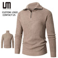 Clearance Sales Autumn Winter Men Casual Slim Fit Zip-Up Knit Pullover - Solid Color Sweater