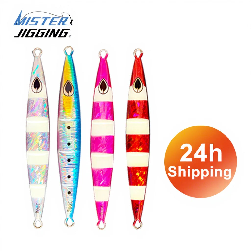 MISTER JIGGING 24h Fast Shipping Wholesale 250g 300g Saltwater Speed Singking Fast Luminous Metal Fishing Jig
